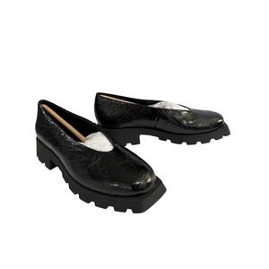 Katy Perry Daarling Slip On Shoe Loafer Black 5.5 Embossed Patent Leather‎ NIB